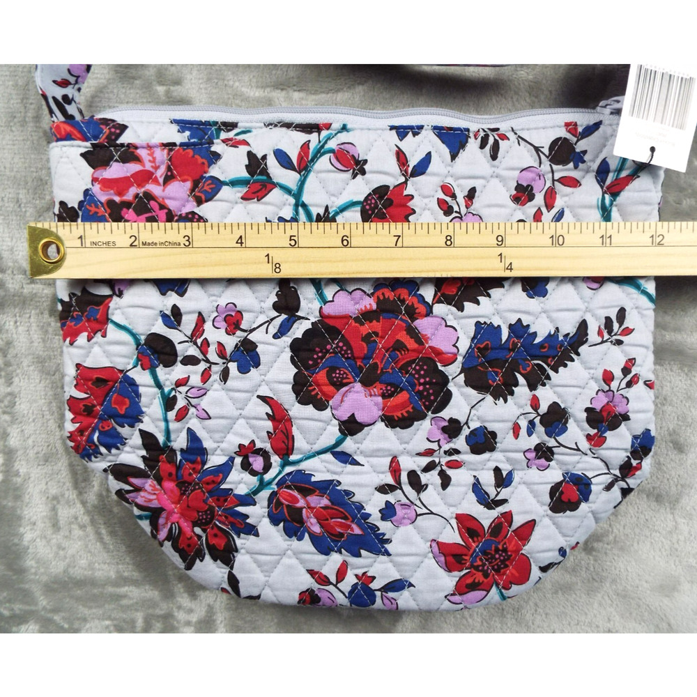 VERA BRADLEY Gray Bucket Crossbody Floral Flowers Top Zip Adjustable Strap NWT - Picture 3 of 9